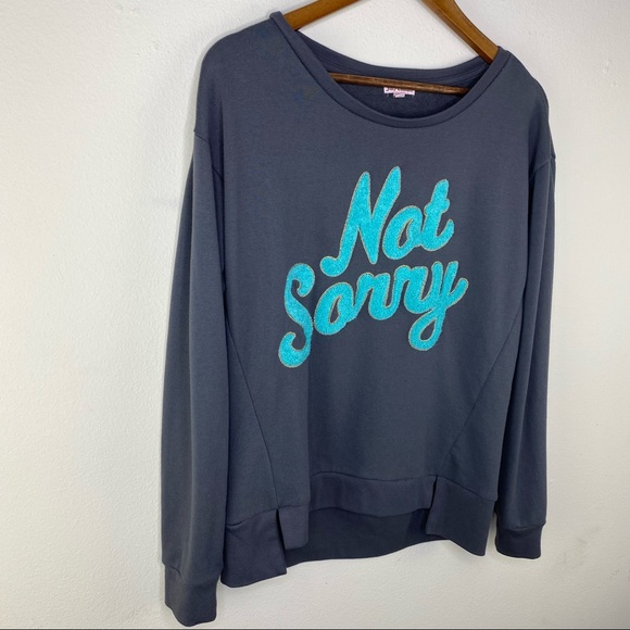 Juicy couture “Not Sorry” pullover sweatshirt 3-D graphic spell out gray size M - Picture 4 of 11